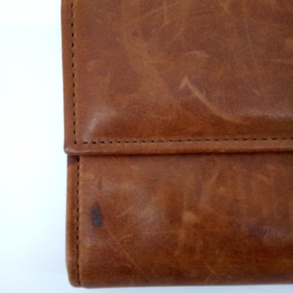Vintage Amity Cowhide Leather Men's Trifold Wallet Billfold Brown 4 Snaps - Picture 12 of 16